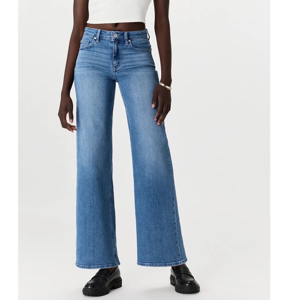 Quince Bella Stretch Wide Leg Jeans 26 Seaside Blue High Rise Organic Cotton GUC